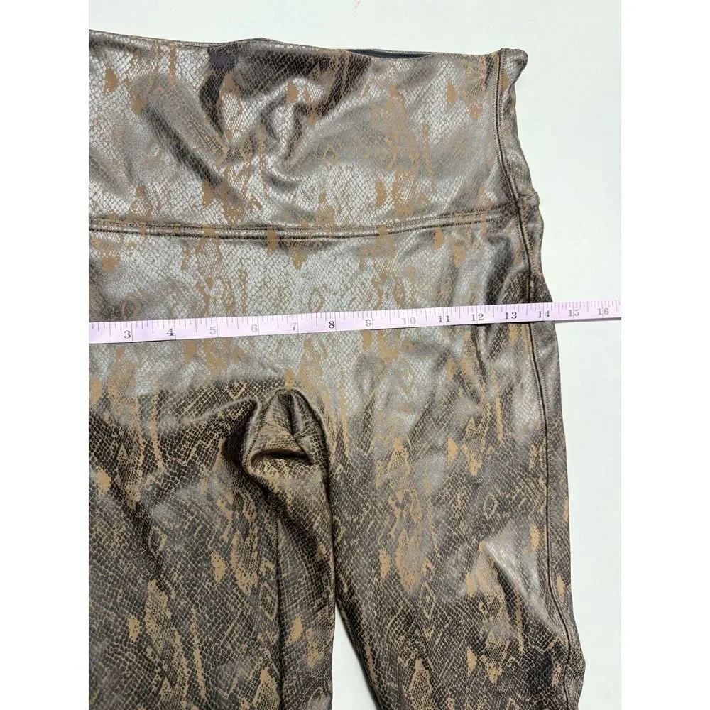 Spanx Faux Leather Snakeskin Leggings. High Rise. Brown. Sz L